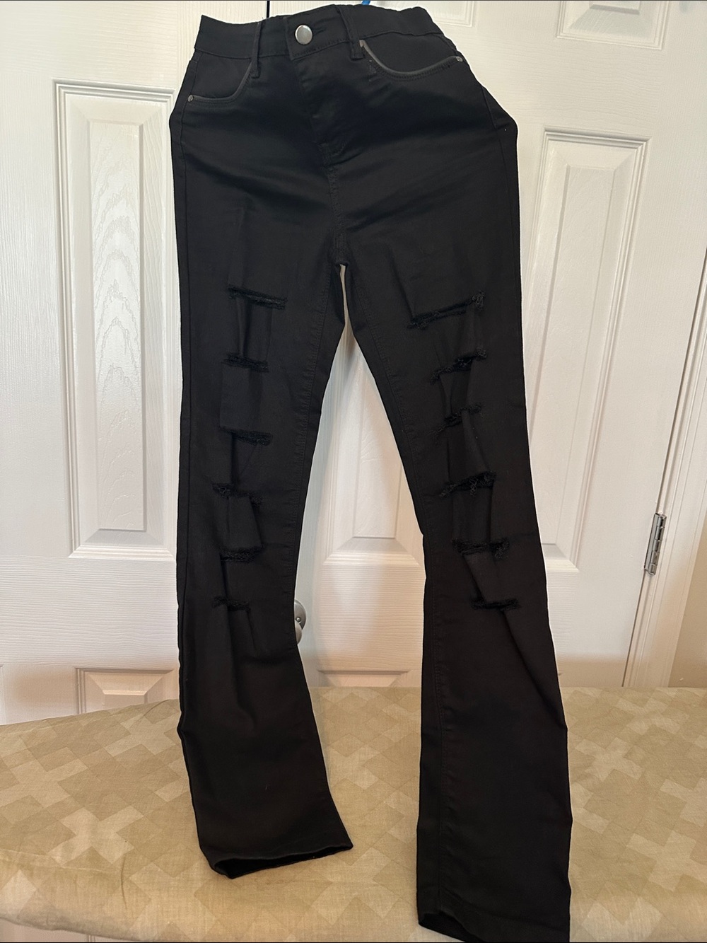 balera Black Distressed Boot Cut Jeans